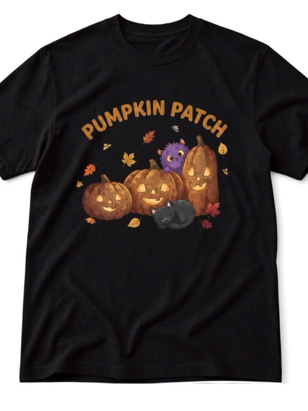 Gildan Black Shirt Pumpkin Patch Halloween Graphic Tee